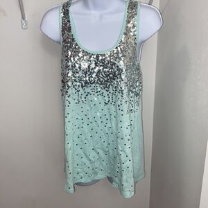 Vanity light blue and silver tank top